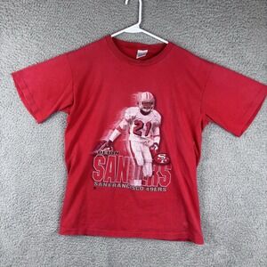 Vintage Deion Sanders San Francisco 49ers T Shirt Mens S Red Salem USA 1995 RARE